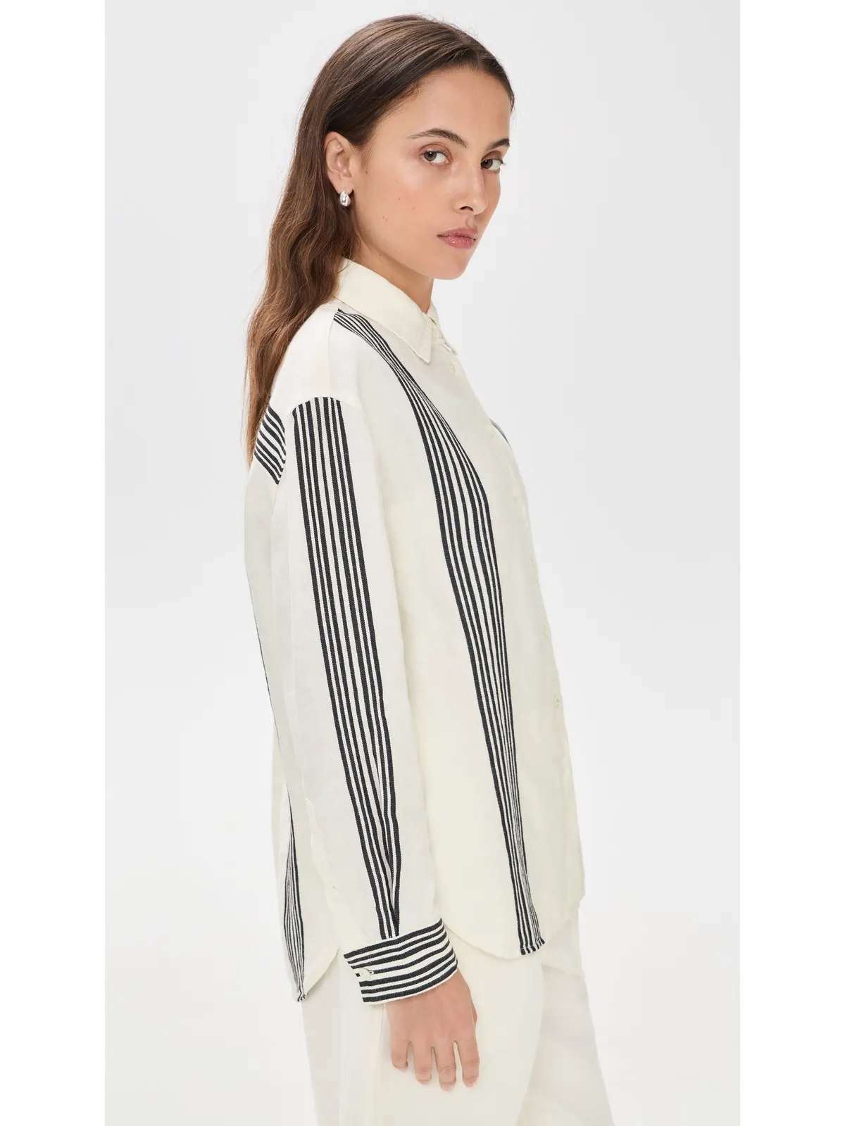 Madewell The Easy Shirt ボールド配置ストライプ ブラック - 画像4
