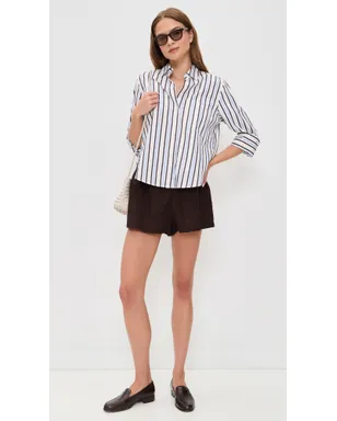 Madewell The Signature Y-Neck Shirt In Poplin Chocolate Plum M - サムネイル5