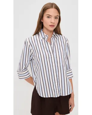Madewell The Signature Y-Neck Shirt In Poplin Chocolate Plum M - サムネイル2