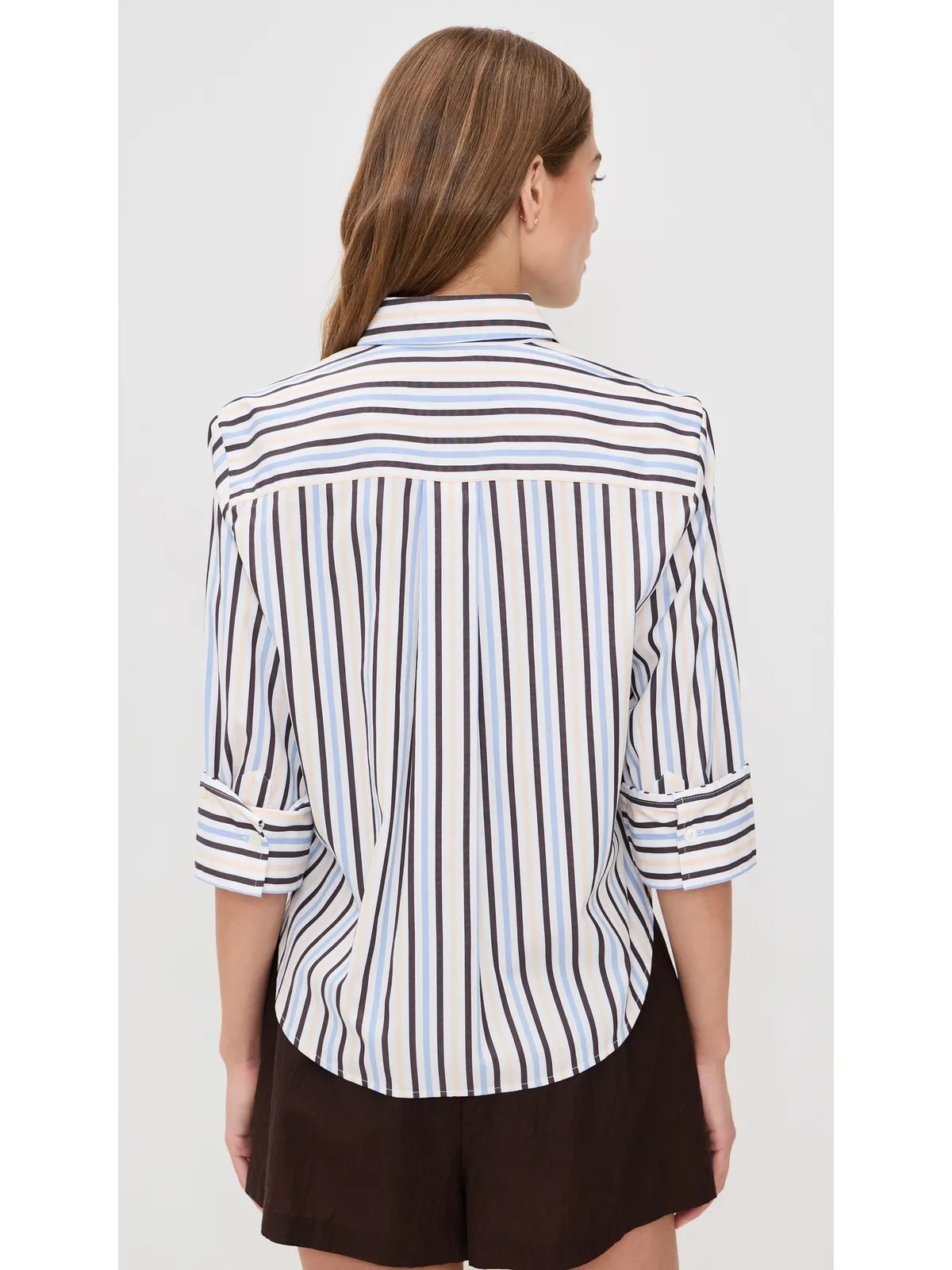 Madewell The Signature Y-Neck Shirt In Poplin Chocolate Plum M - 画像3