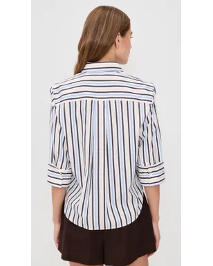 Madewell The Signature Y-Neck Shirt In Poplin Chocolate Plum M - サムネイル3