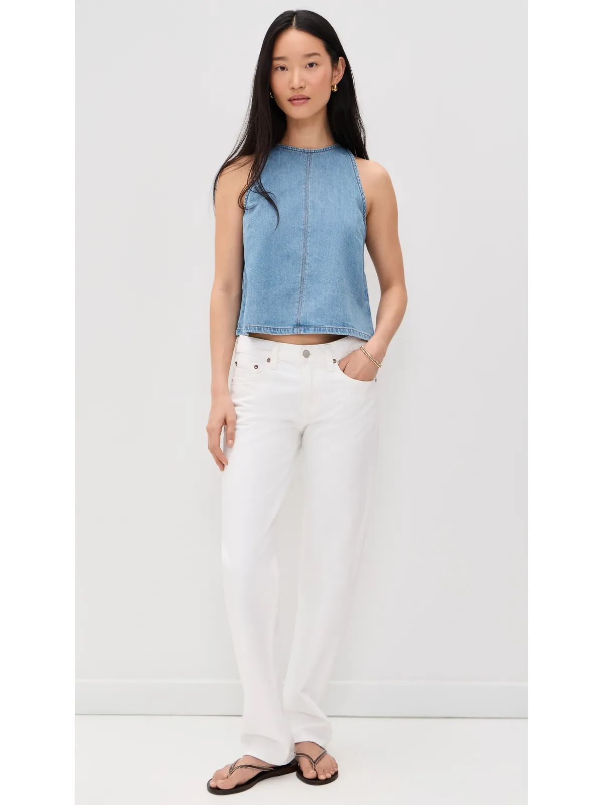 Madewell エアリーデニム ホルターシェルトップ - 画像5