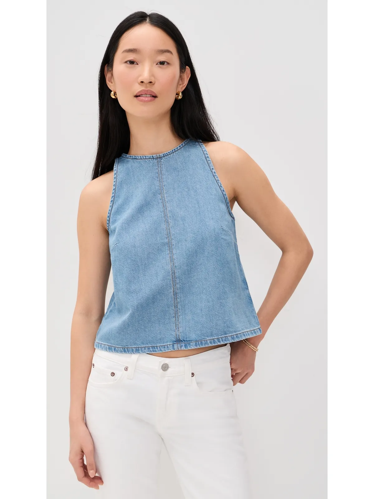 Madewell エアリーデニム ホルターシェルトップ - 画像2