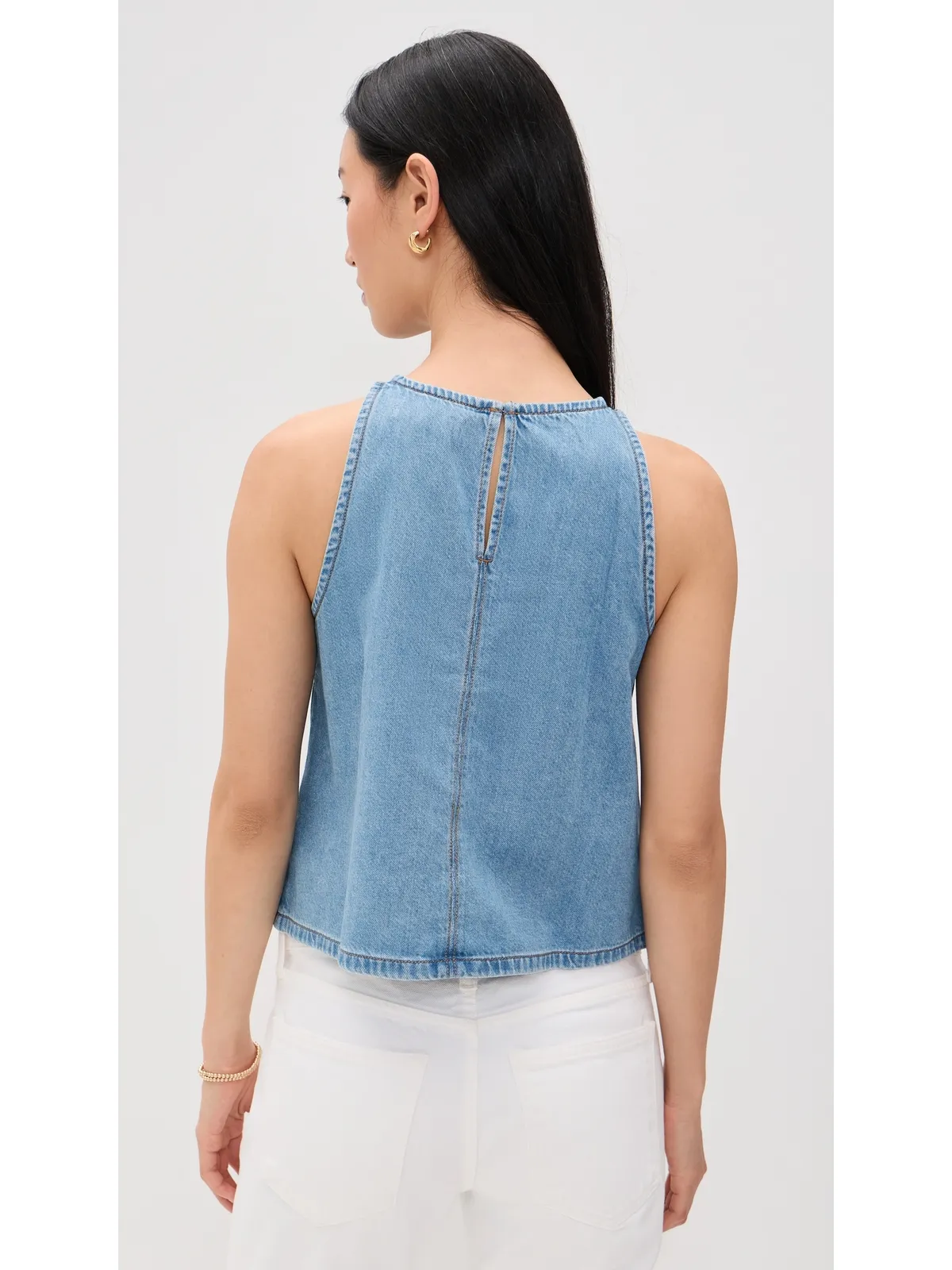 Madewell エアリーデニム ホルターシェルトップ - 画像3