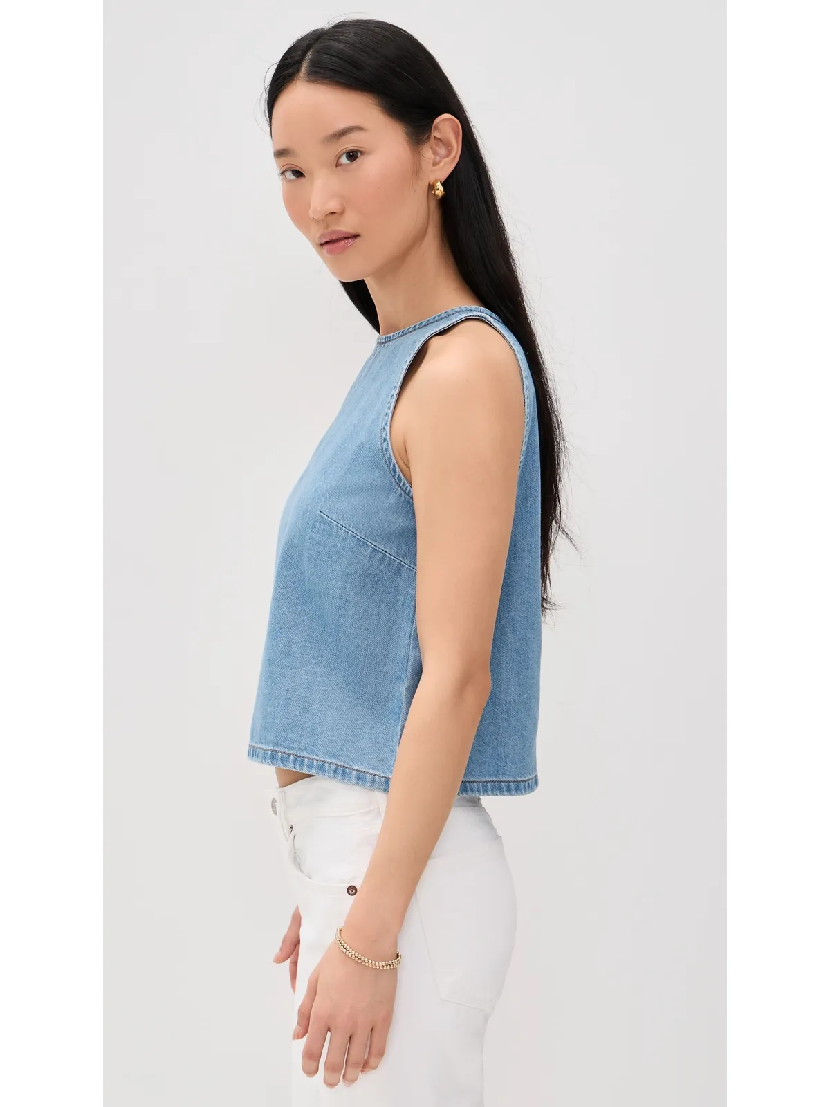 Madewell エアリーデニム ホルターシェルトップ - 画像4