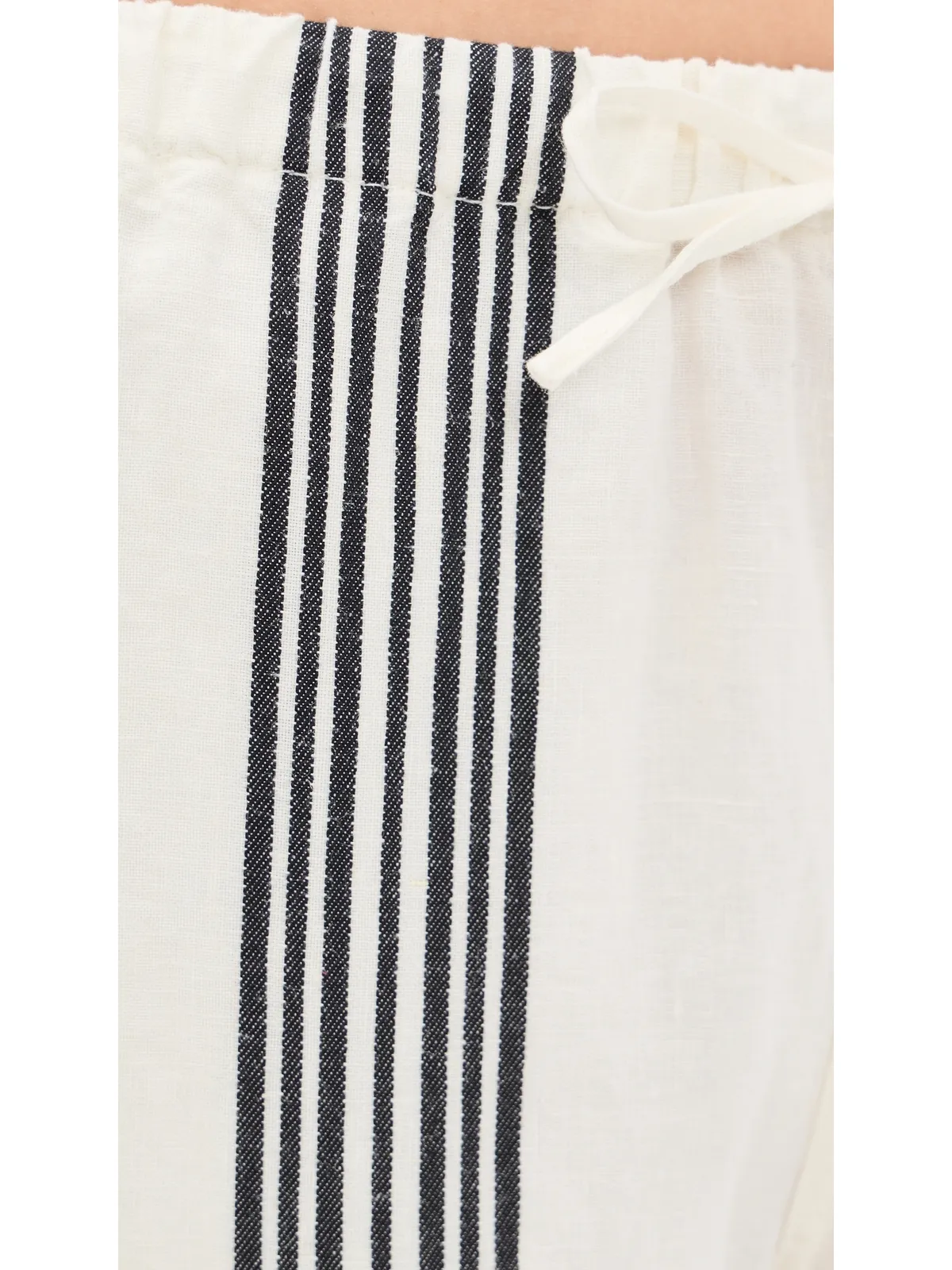 Madewell プルオンリネンパンツ ボールドプレースメントストライプ ブラック - 画像6