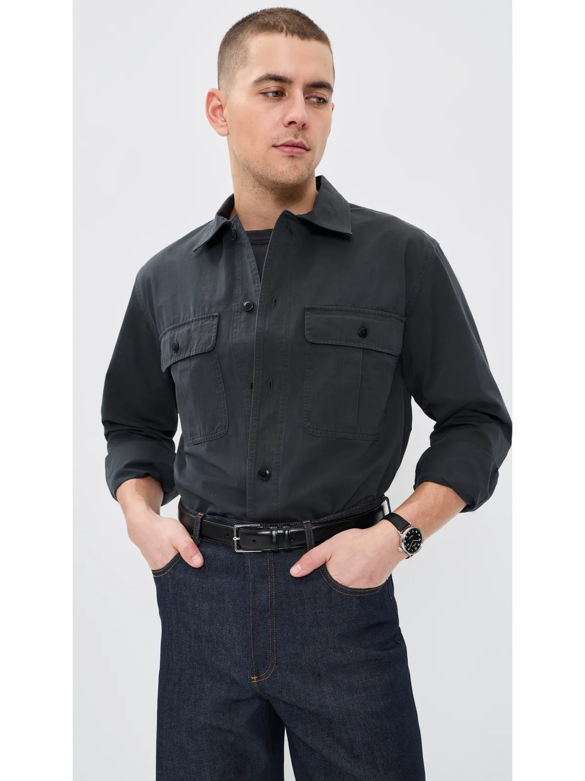 Madewell コットンツイル ワークシャツ ペッパー - 画像3
