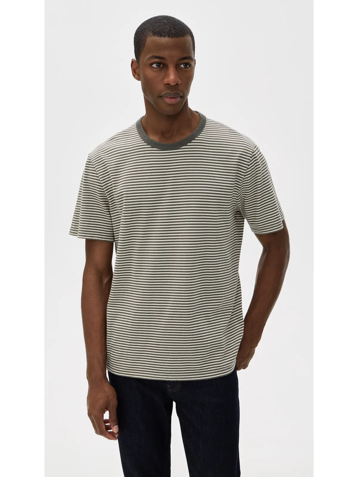 Madewell オールデイ ティー ストライプ ペリカン グリーン - 画像2