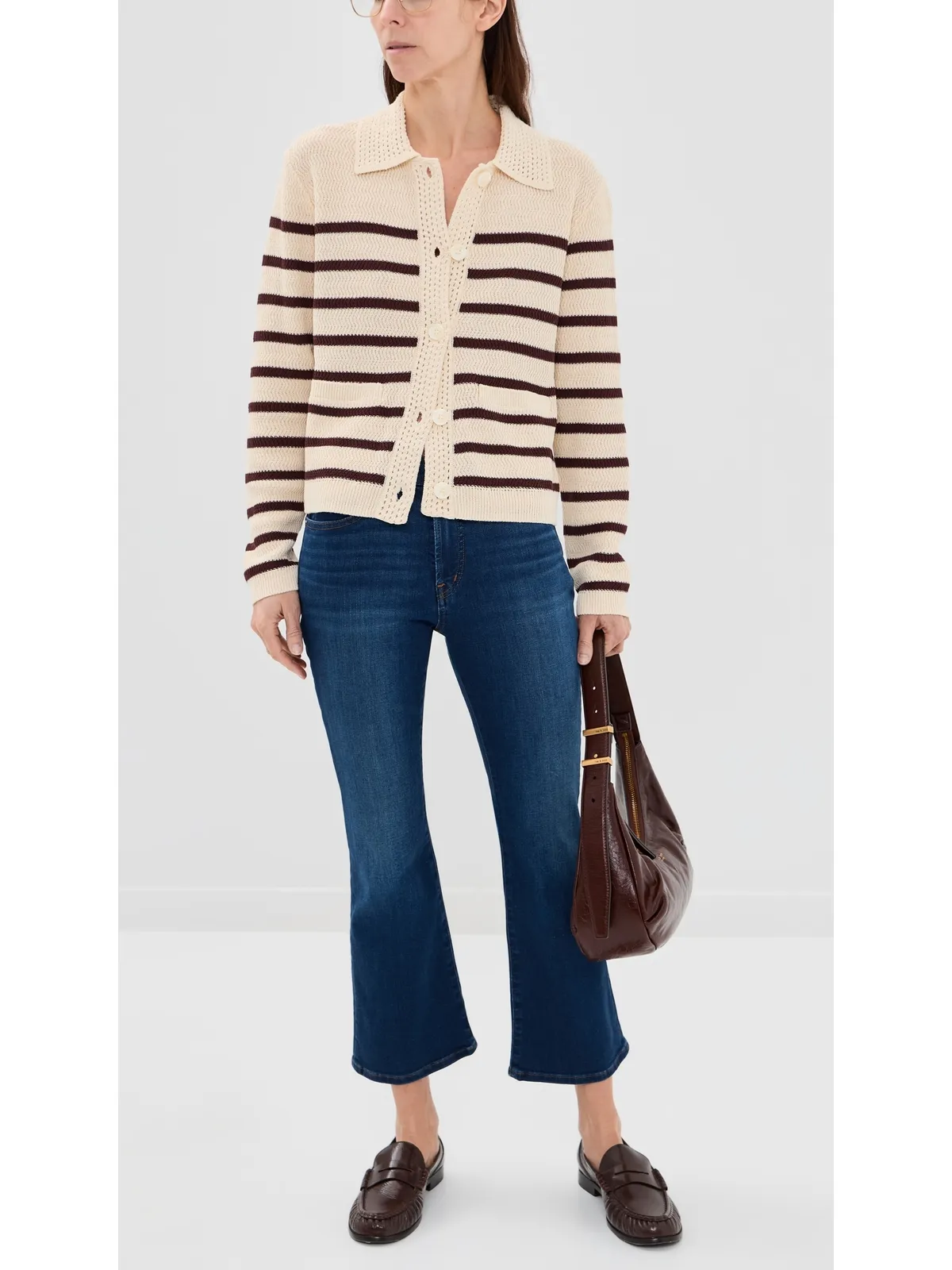Madewell ペティット ストレッチ フレアクロップ ジーンズ Osgoode Wash - 画像5