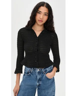 Madewell ポインテールニット ペプラムカーディガン ジェットブラック - サムネイル2