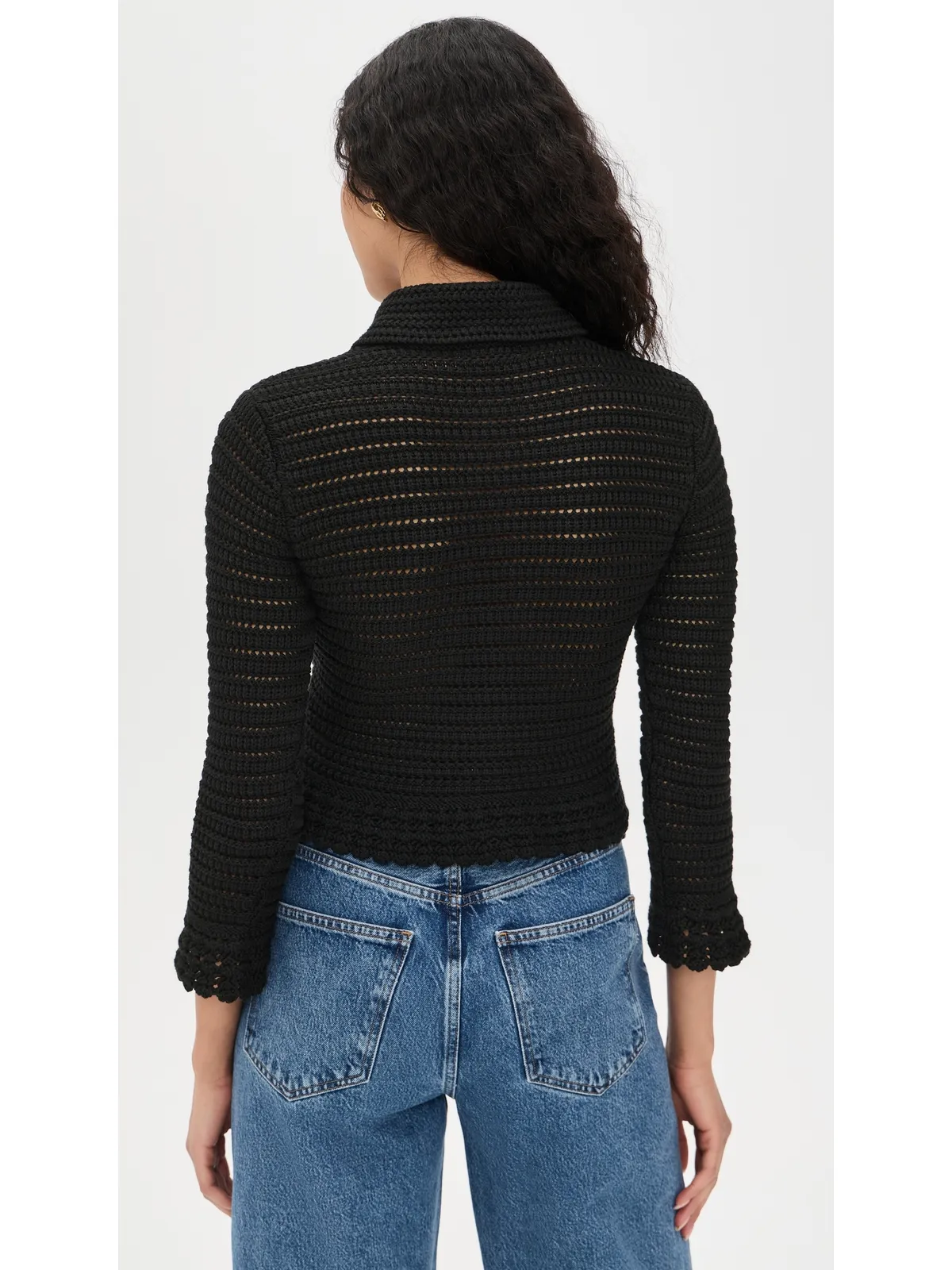 Madewell ポインテールニット ペプラムカーディガン ジェットブラック - 画像3