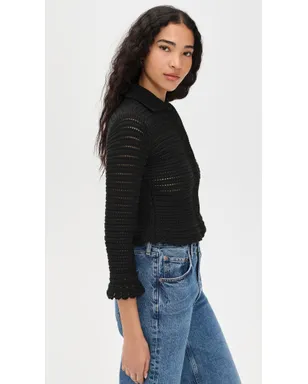 Madewell ポインテールニット ペプラムカーディガン ジェットブラック - サムネイル4