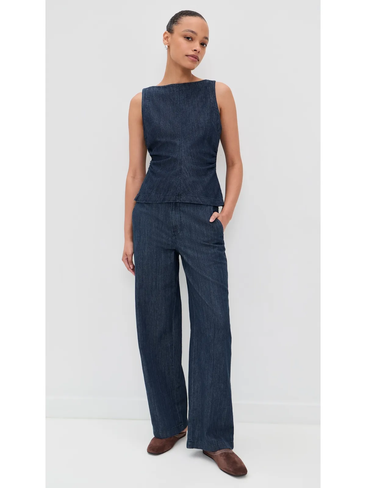 Madewell ボートネック シェルトップ ギャザー入り - 画像5