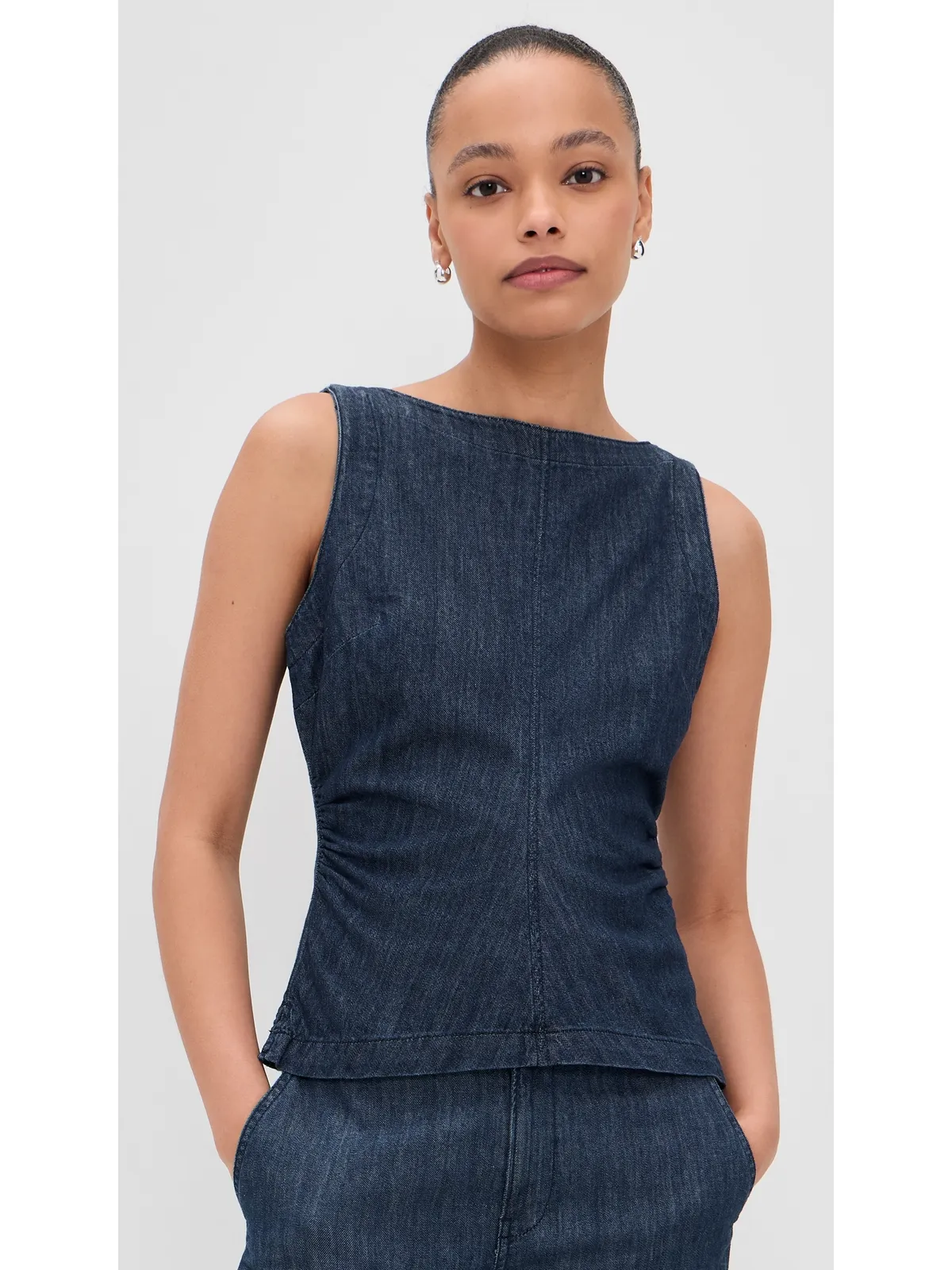 Madewell ボートネック シェルトップ ギャザー入り - 画像2