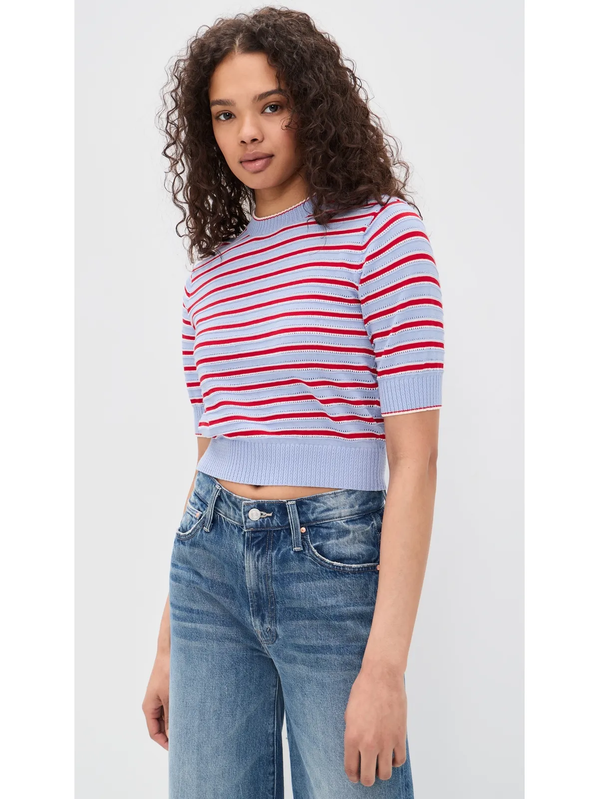 Madewell エラ ステッチ ストライプ Tシャツ - 画像2