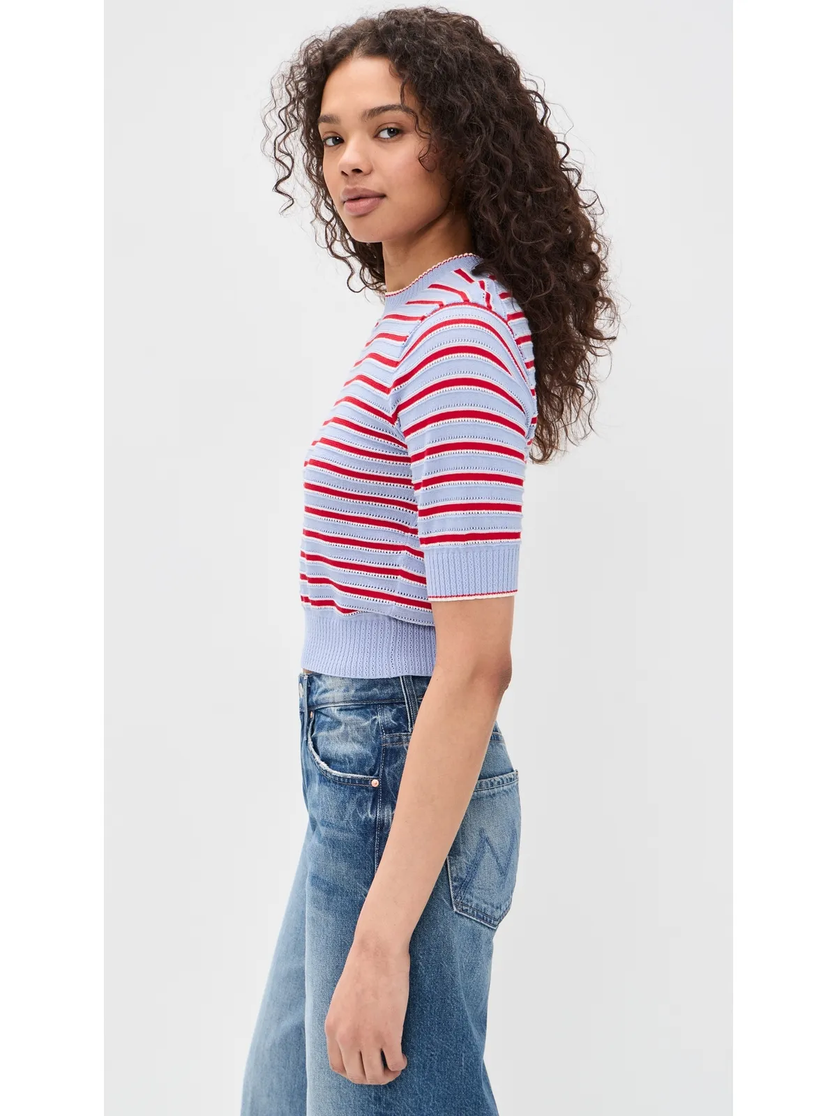 Madewell エラ ステッチ ストライプ Tシャツ - 画像4