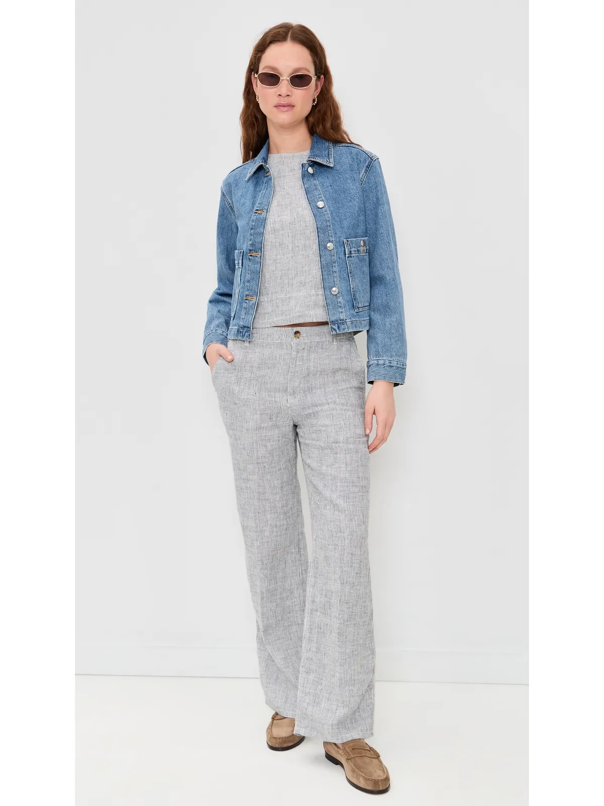 Madewell プリーツリネン・トップス ブラック×ホワイトストライプ - 画像5
