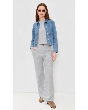 Madewell プリーツリネン・トップス ブラック×ホワイトストライプ - サムネイル5