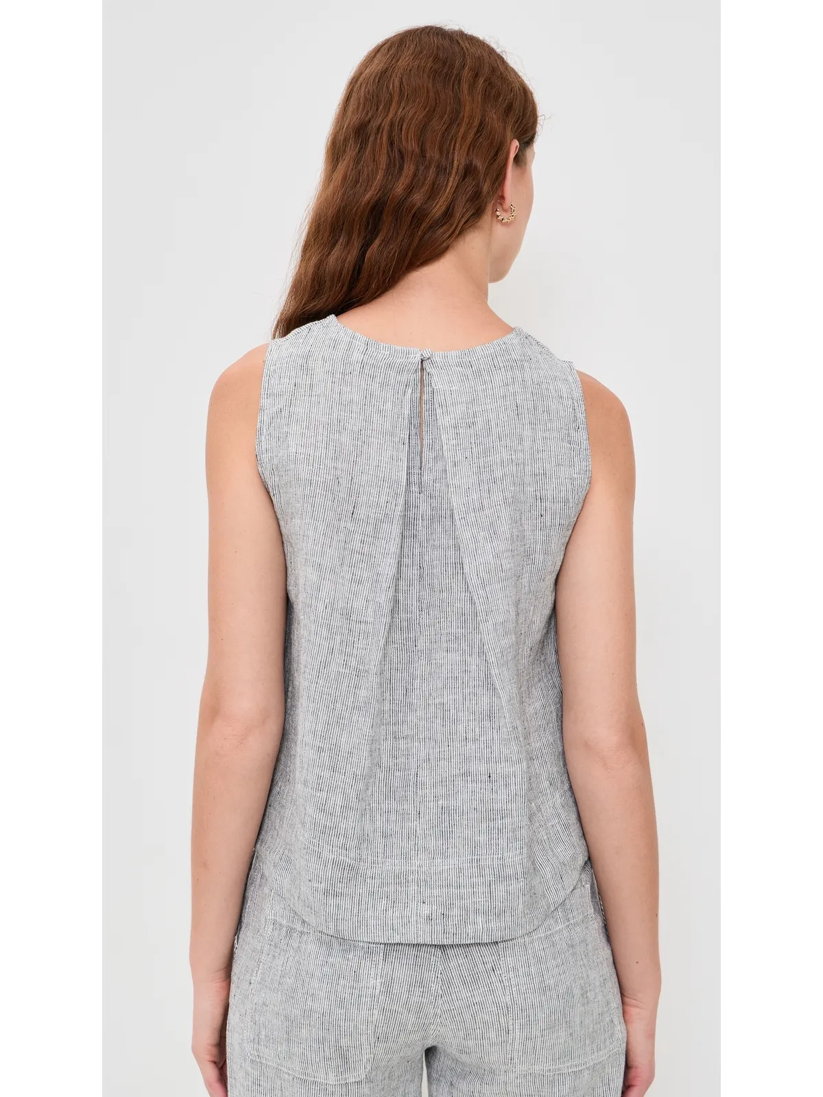 Madewell プリーツリネン・トップス ブラック×ホワイトストライプ - 画像3