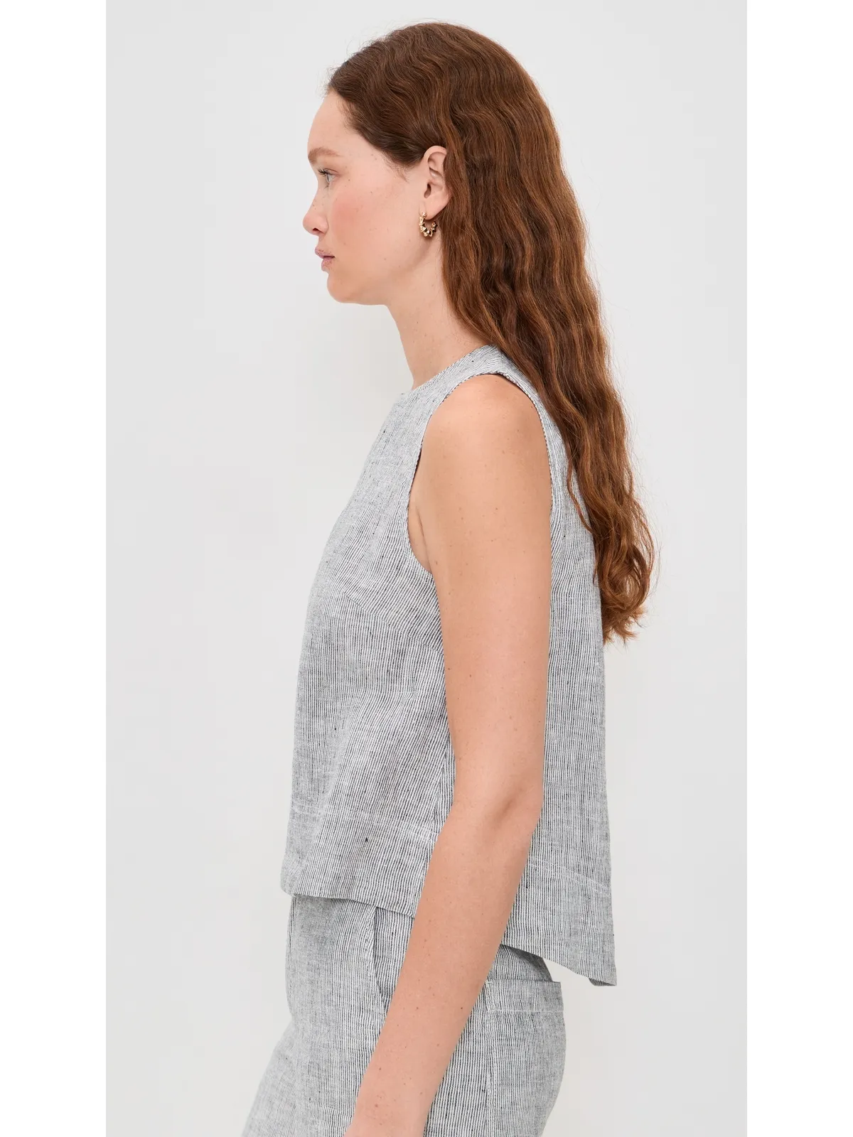 Madewell プリーツリネン・トップス ブラック×ホワイトストライプ - 画像4
