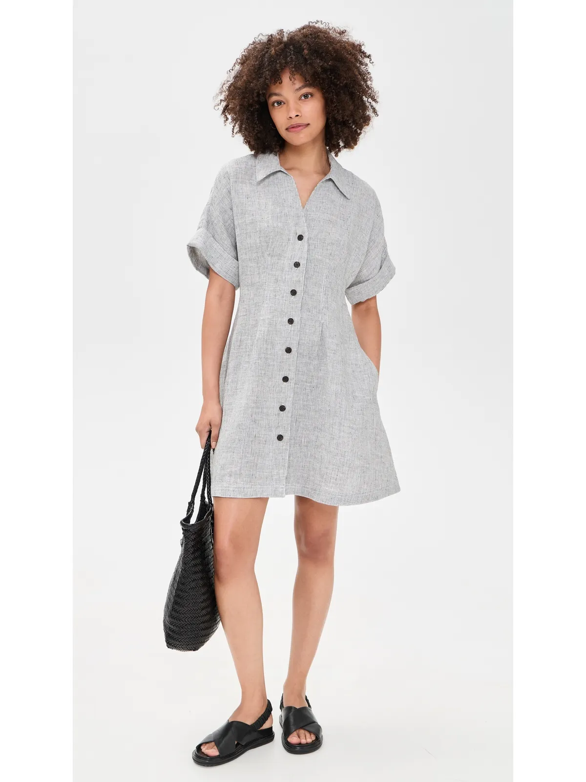 Madewell プリーツリネン シャツワンピース - 画像5