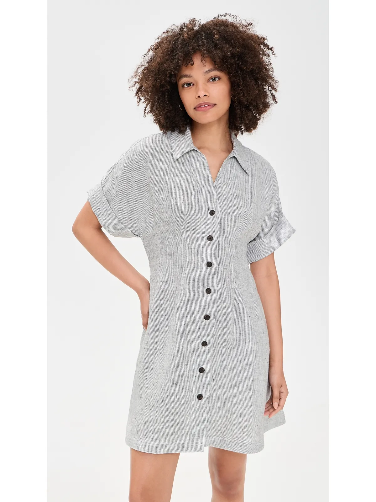 Madewell プリーツリネン シャツワンピース - 画像2