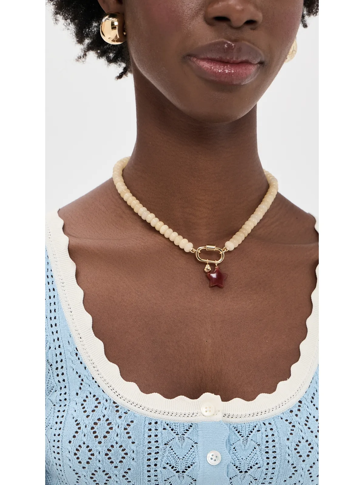 Madewell セミプリシャス ビーズ カラビナ チャーム ネックレス - 画像3