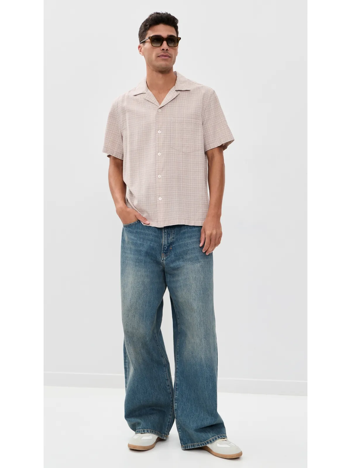 Madewell プックアード コットン トップ ピンクストライプ テクスチャー プラッド - 画像5