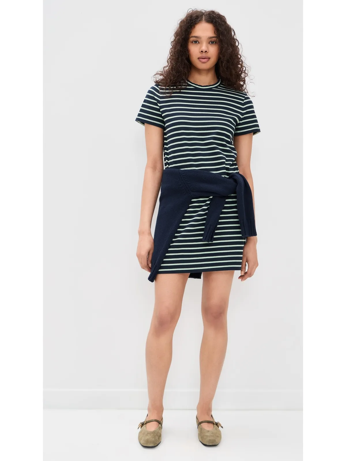 Madewell ニットTシャツミニドレス ダークネイビー ストライプ - 画像5