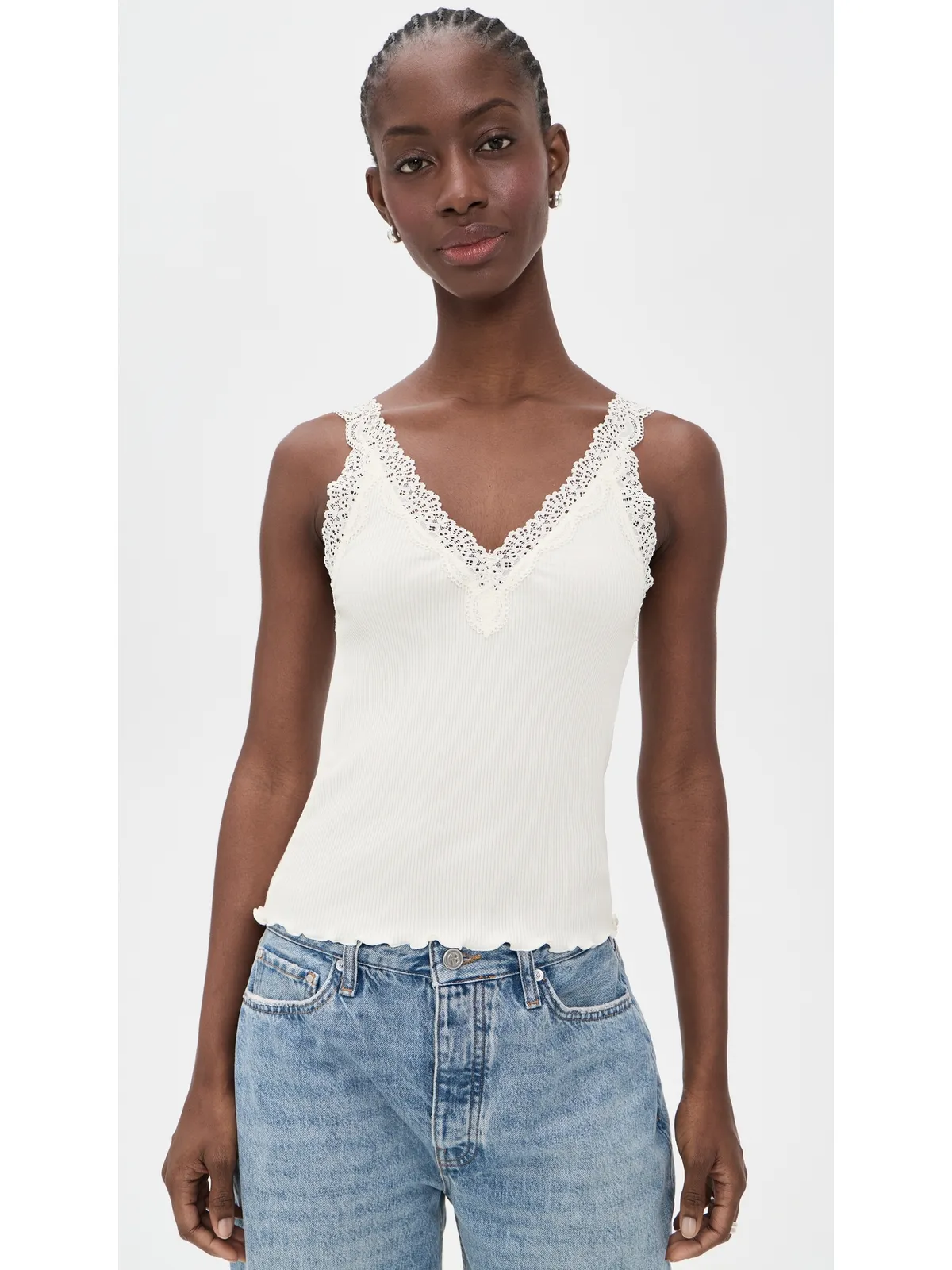 Madewell レーストリムリブ タンクトップ - 画像2