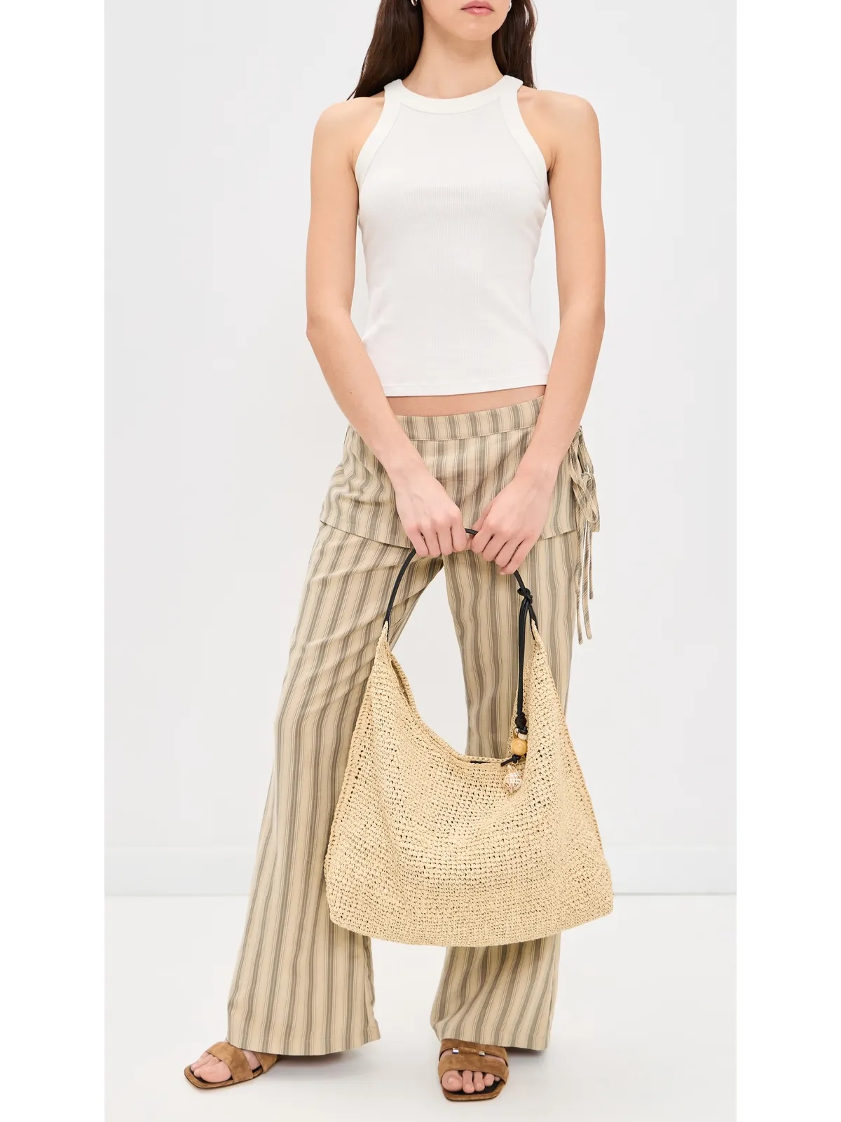 Madewell ラフィア素材のマイリー ショルダーバッグ ナチュラル/マルチ - 画像3