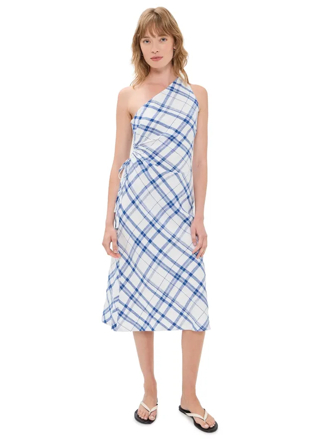 Madewell Madewell ワンショルダープラッドマキシドレス ブルー＆ホワイトチェックの商品画像