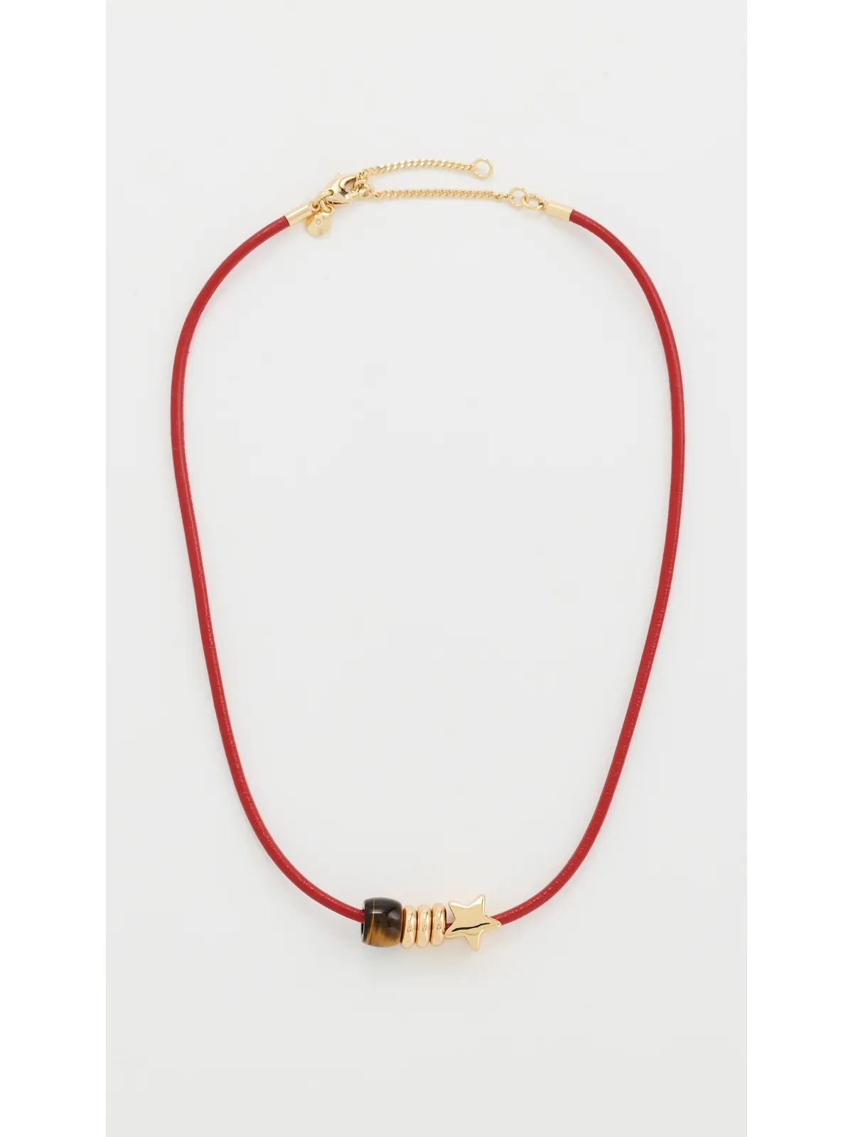 Madewell セミプレシャスチャーム レザー チョーカーネックレス チェリー - 画像2