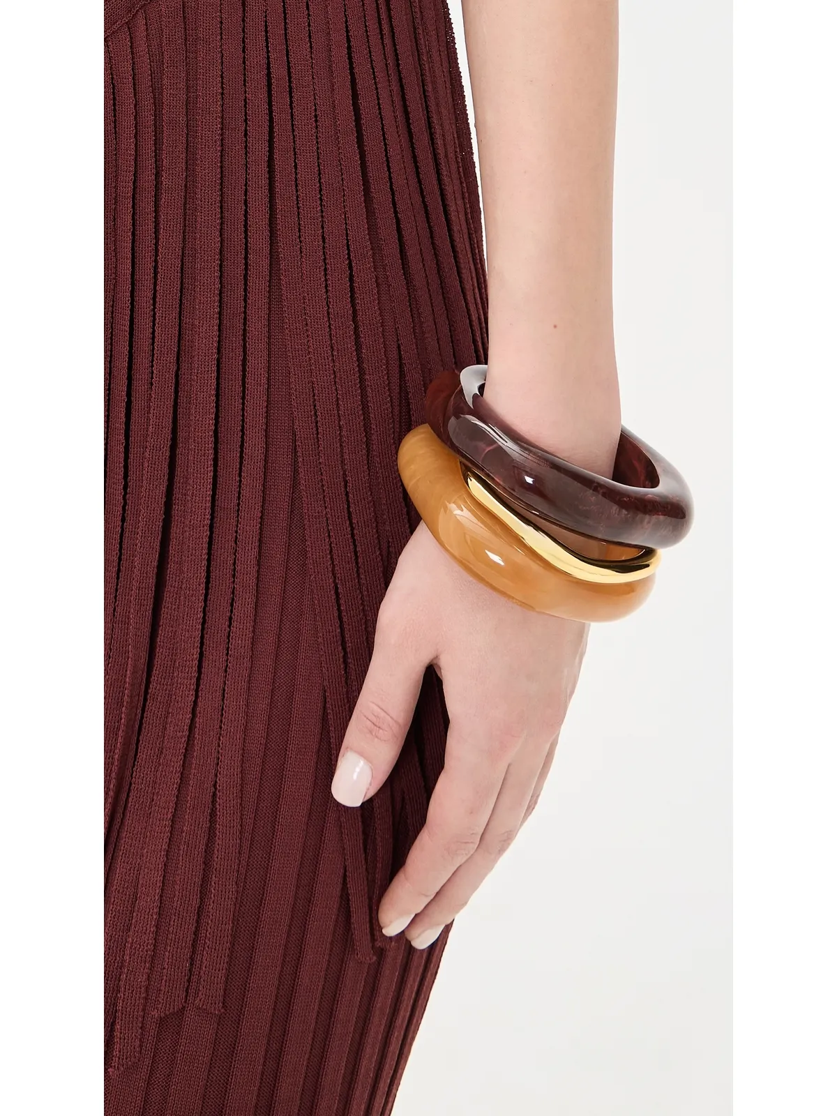 Madewell スカルブチュラル レジン バングル ブレスレット セット（ダスティークラレット） - 画像2