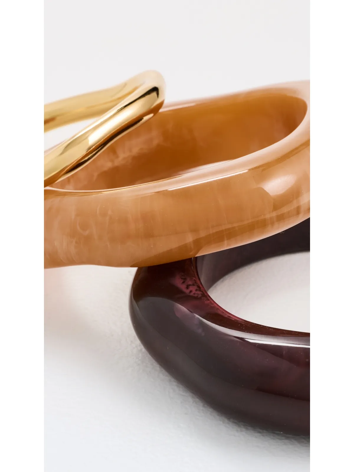 Madewell スカルブチュラル レジン バングル ブレスレット セット（ダスティークラレット） - 画像4