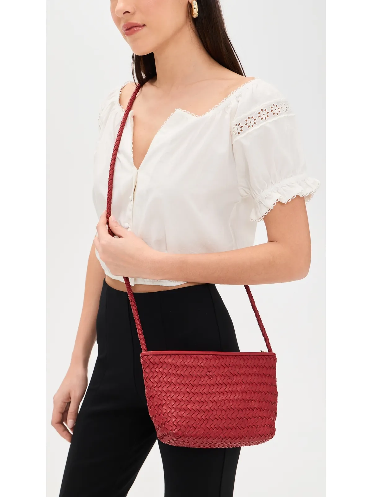 Madewell The Woven Crossbody Bag Scarlet - 画像3