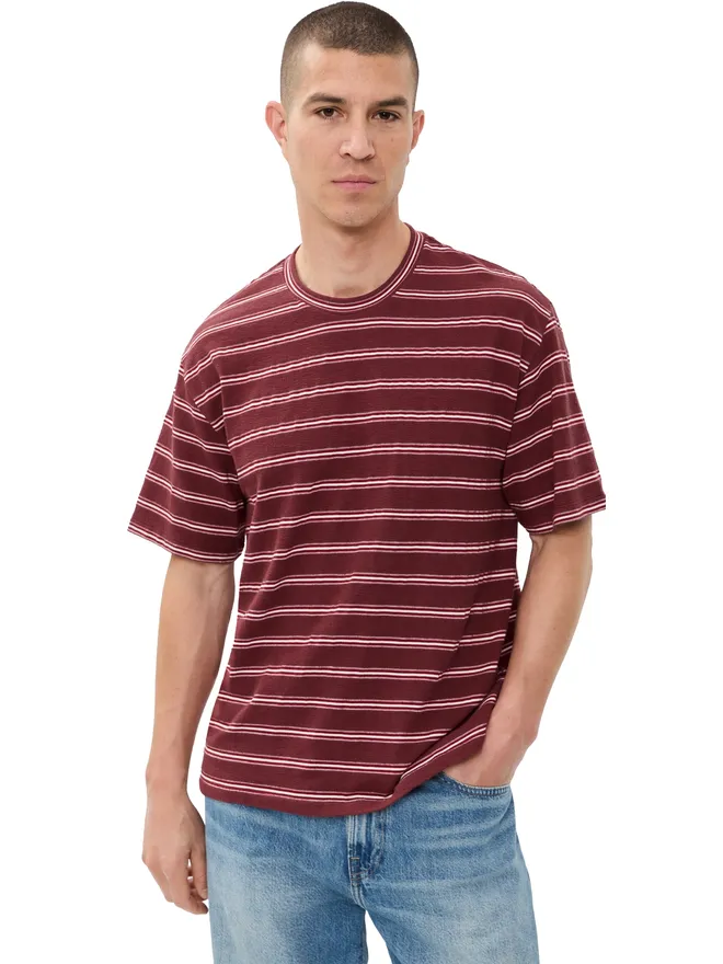 Madewell Madewell ボクシー ジャカードTシャツ ストライプ ダスティメルローの商品画像