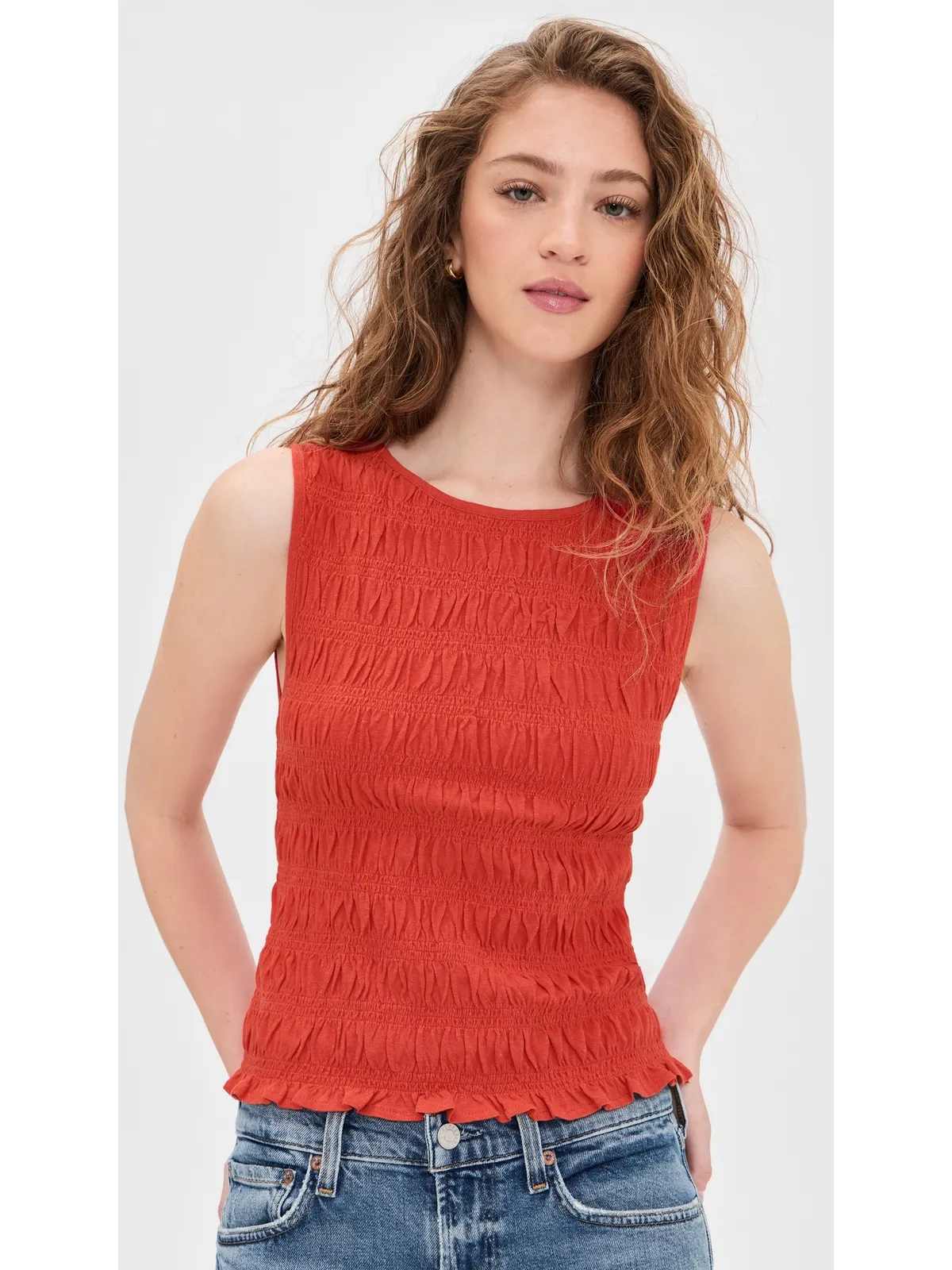 Madewell サチ スモックド タンクトップ - 画像2