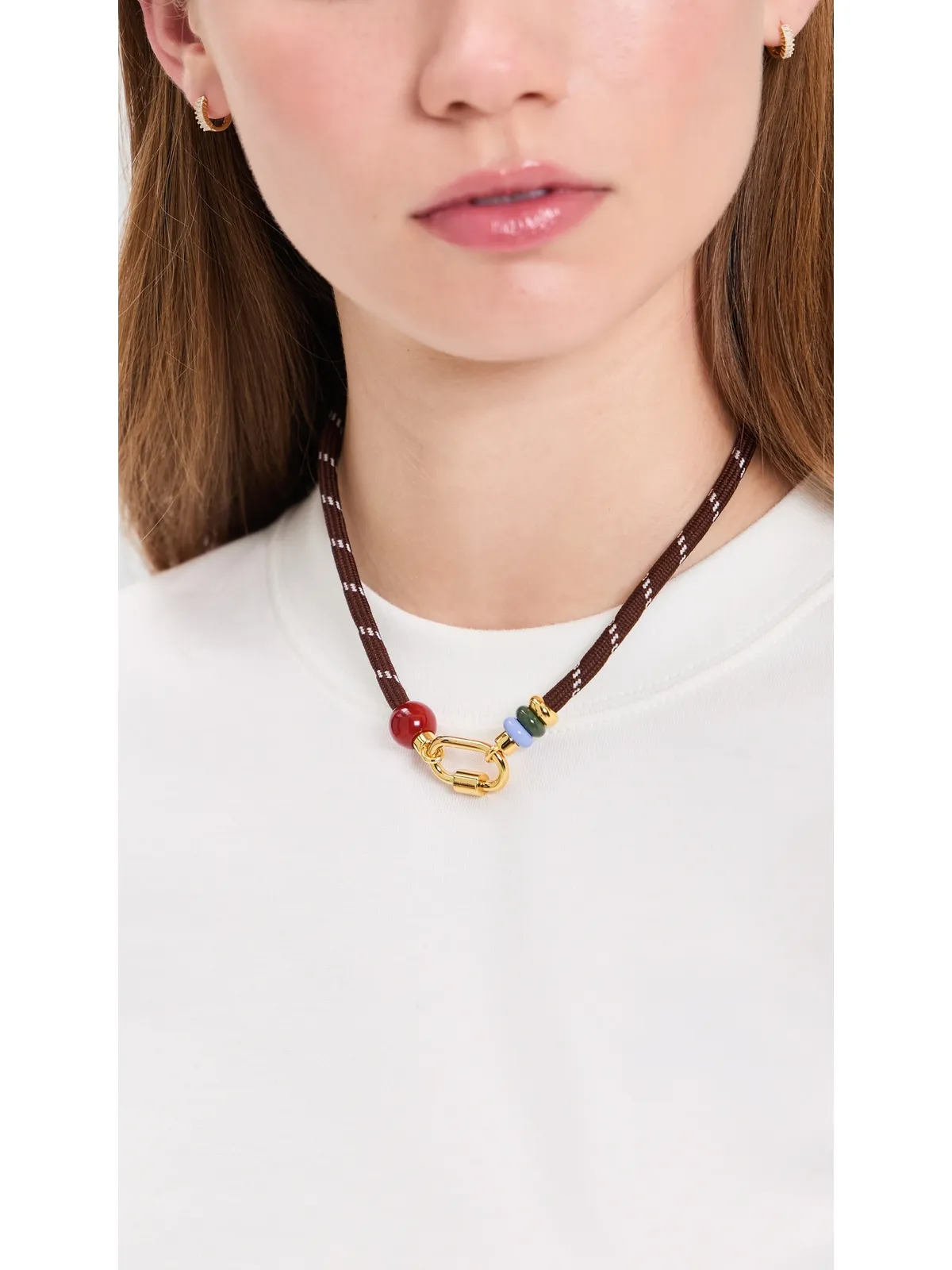 Madewell セミ宝石風カラビナ パラコード チャーム ネックレス - 画像3