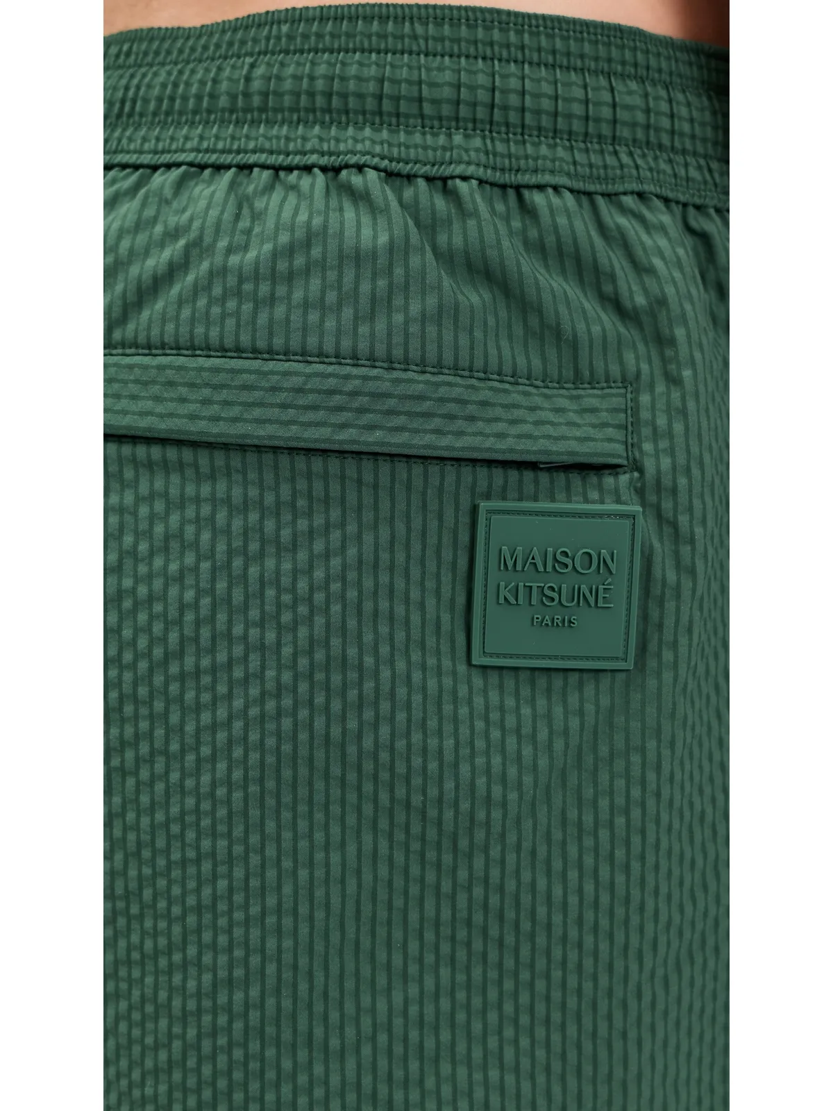 Maison Kitsuné シアサッカー スイムショーツ ボトルグリーン - 画像6