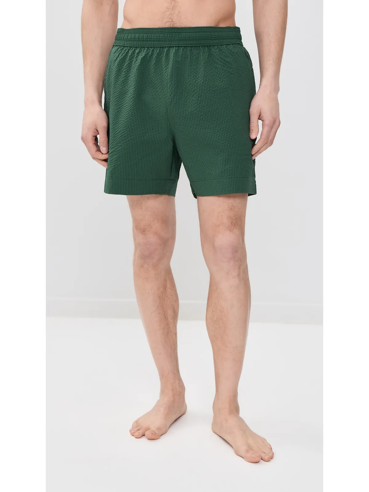 Maison Kitsuné シアサッカー スイムショーツ ボトルグリーン - 画像2