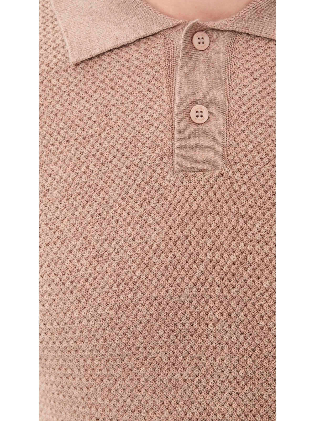 Maison Kitsuné ポロシャツ テクスチャードメリノコットン 半袖 ローステッドアーモンド - 画像6