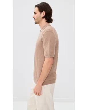 Maison Kitsuné ポロシャツ テクスチャードメリノコットン 半袖 ローステッドアーモンド - サムネイル4