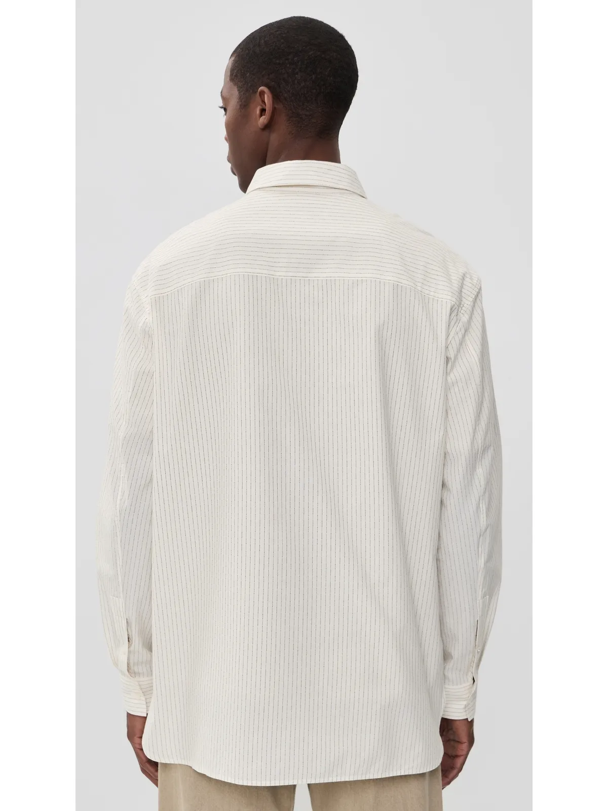 Maison Kitsuné ストライプ柄オーバーサイズシャツ エクリュ/トープグレー - 画像3