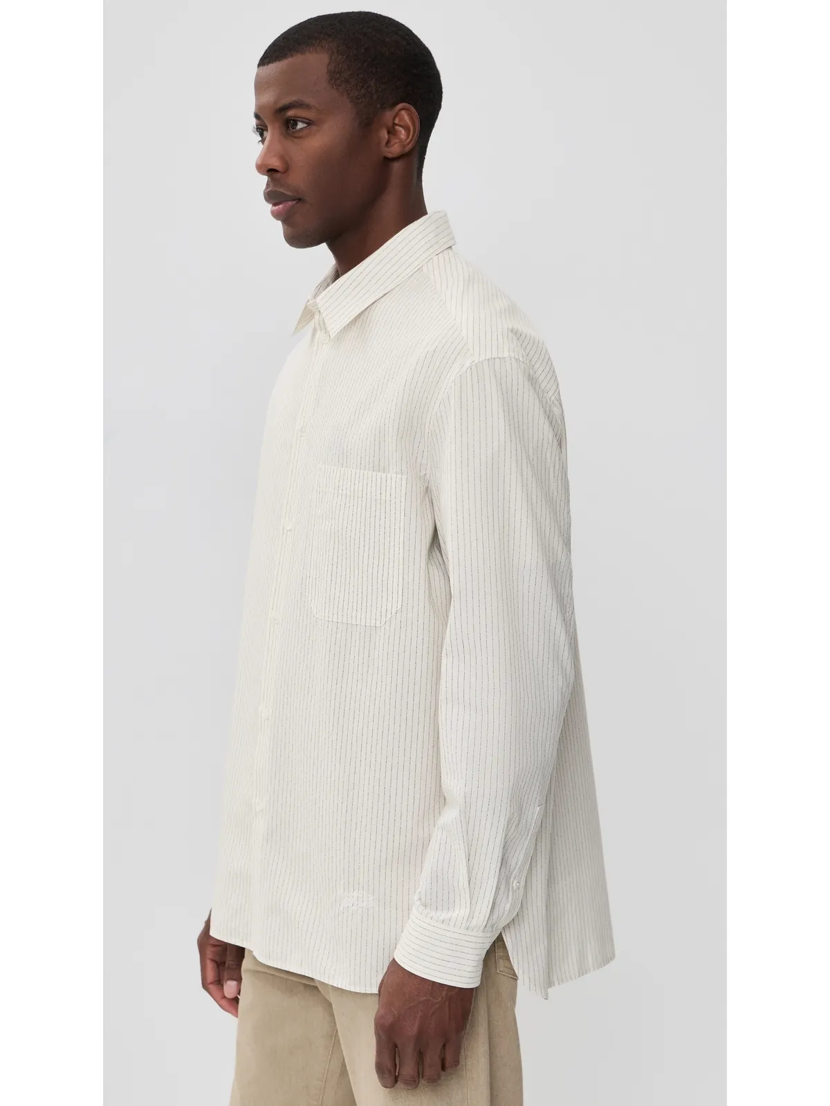 Maison Kitsuné ストライプ柄オーバーサイズシャツ エクリュ/トープグレー - 画像4