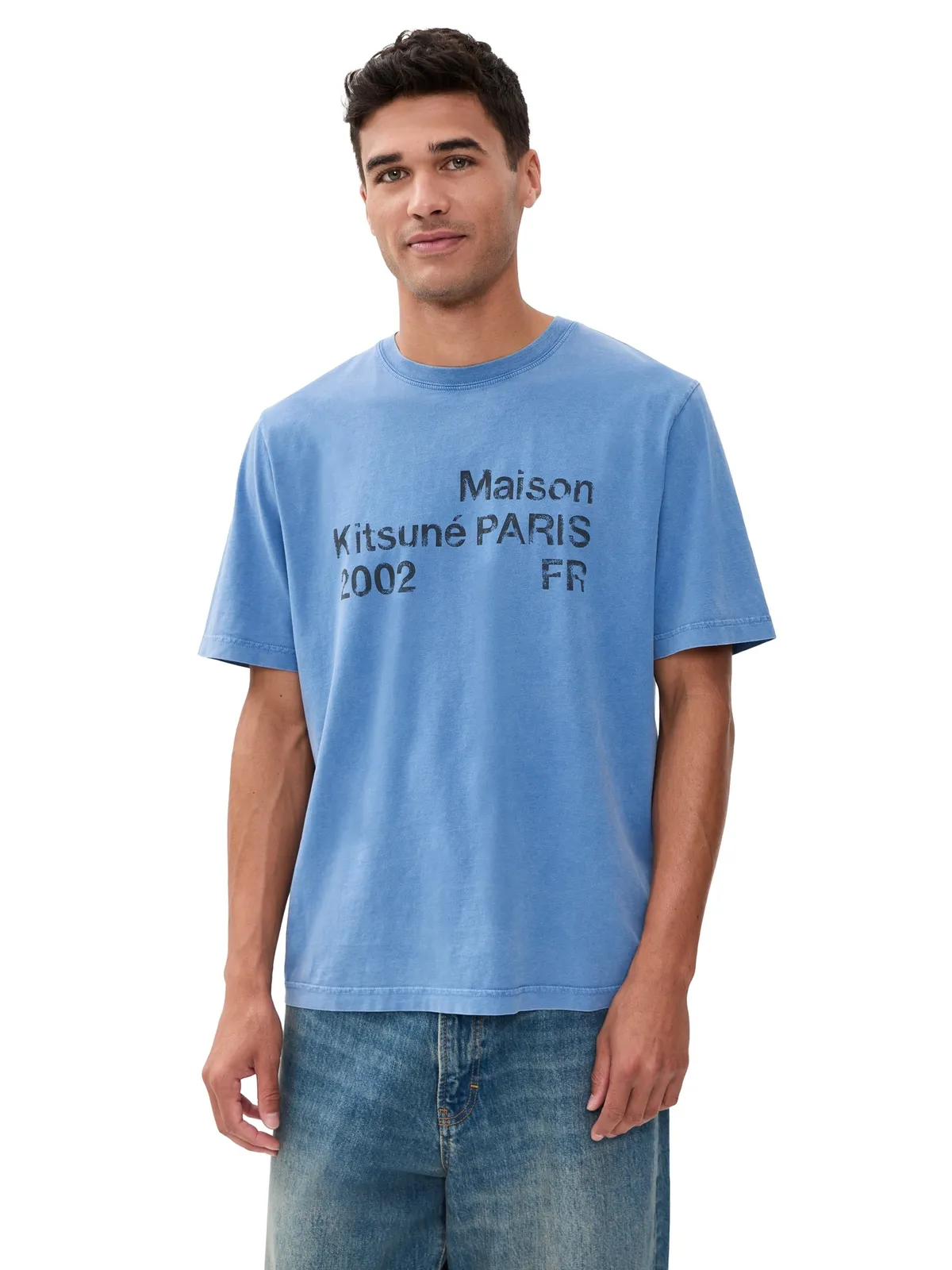 ビンテージ Maison Kitsuné 2002 フェイデッド コンフォート Tシャツ ラピスブルー - 画像1