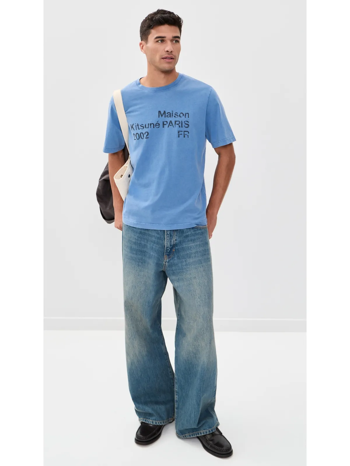 ビンテージ Maison Kitsuné 2002 フェイデッド コンフォート Tシャツ ラピスブルー - 画像2