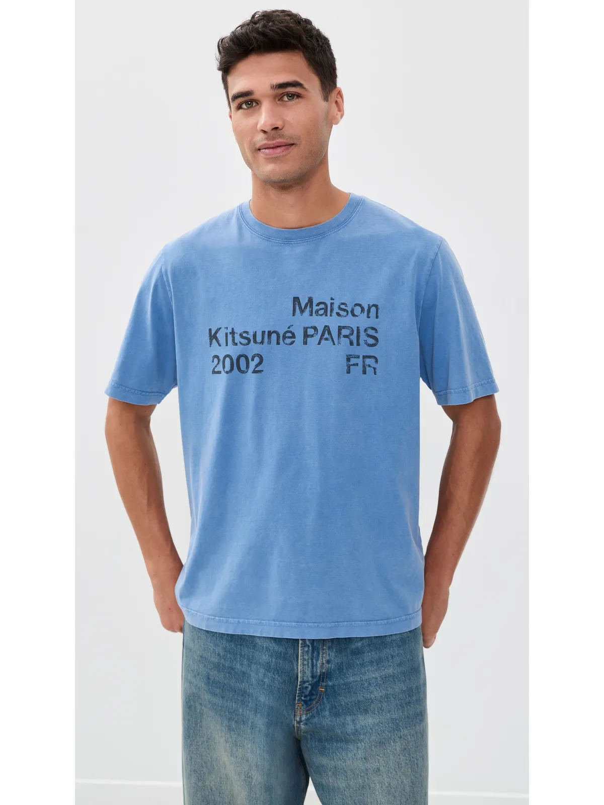 ビンテージ Maison Kitsuné 2002 フェイデッド コンフォート Tシャツ ラピスブルー - 画像3