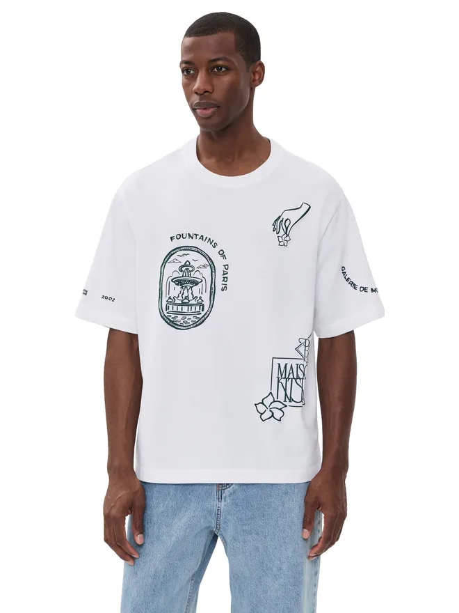 Maison Kitsuné Maison Kitsuné アールヌーボー スタンプ オーバーサイズ Tシャツ ホワイト Mサイズの商品画像
