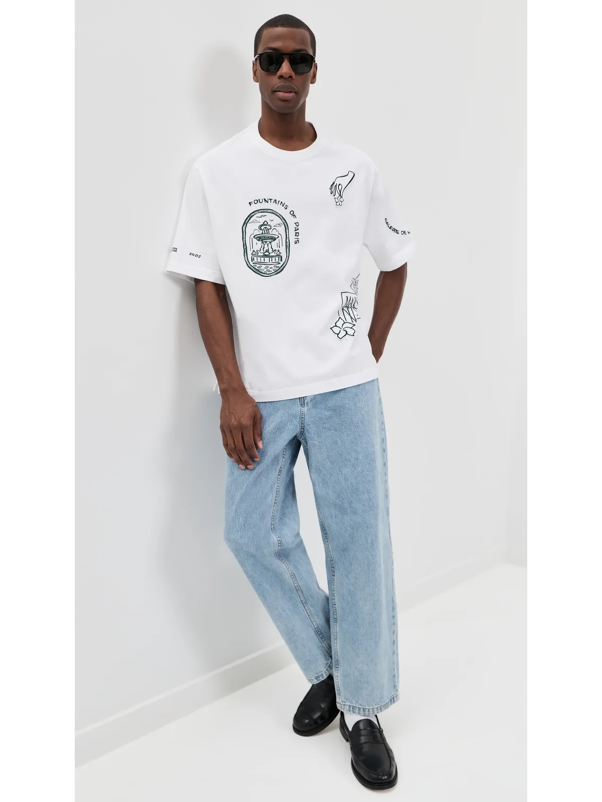 Maison Kitsuné アールヌーボー スタンプ オーバーサイズ Tシャツ ホワイト Mサイズ - 画像5